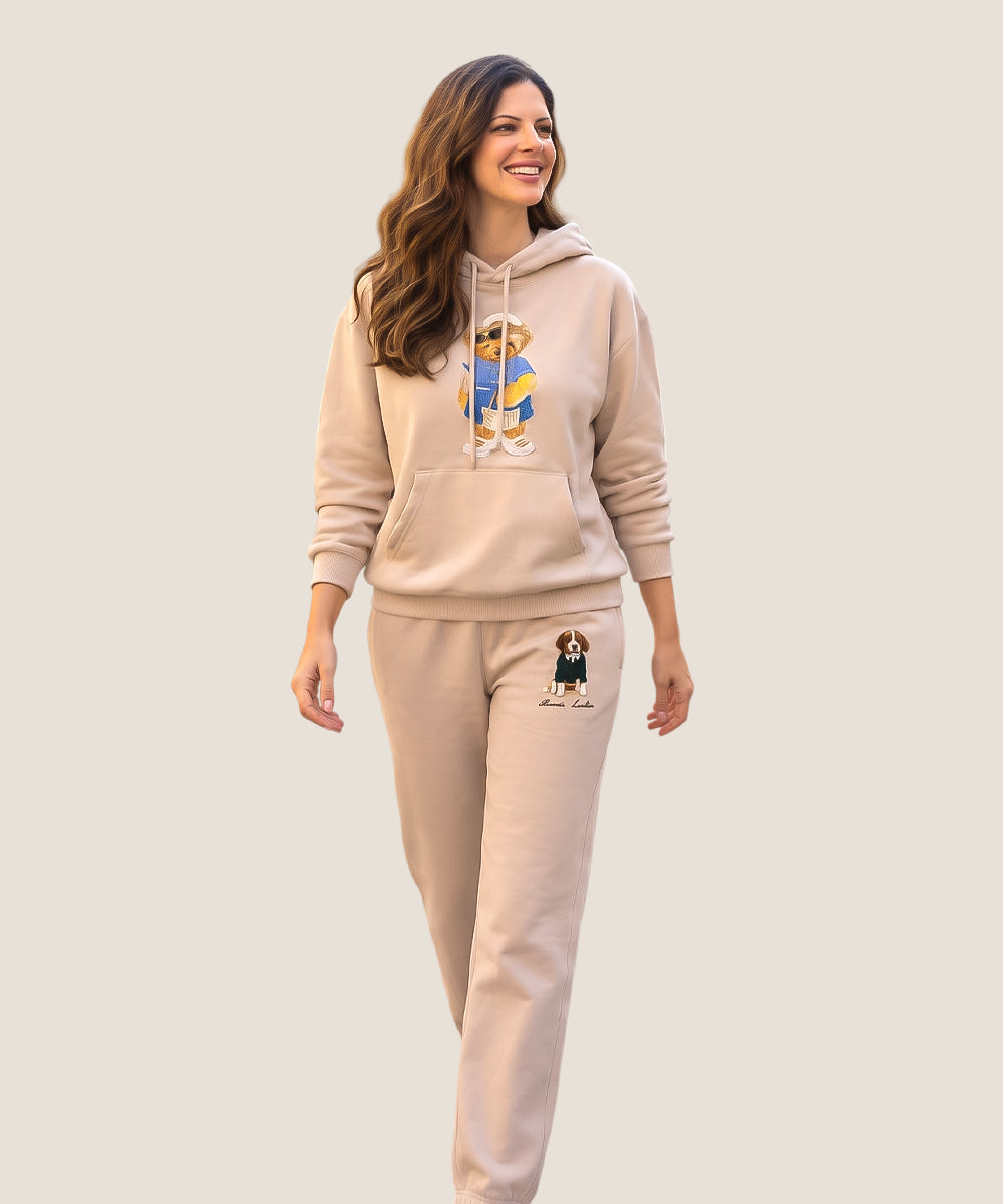 Hamster London Ted H Holiday Beige Hoodie & Lower Cord Set