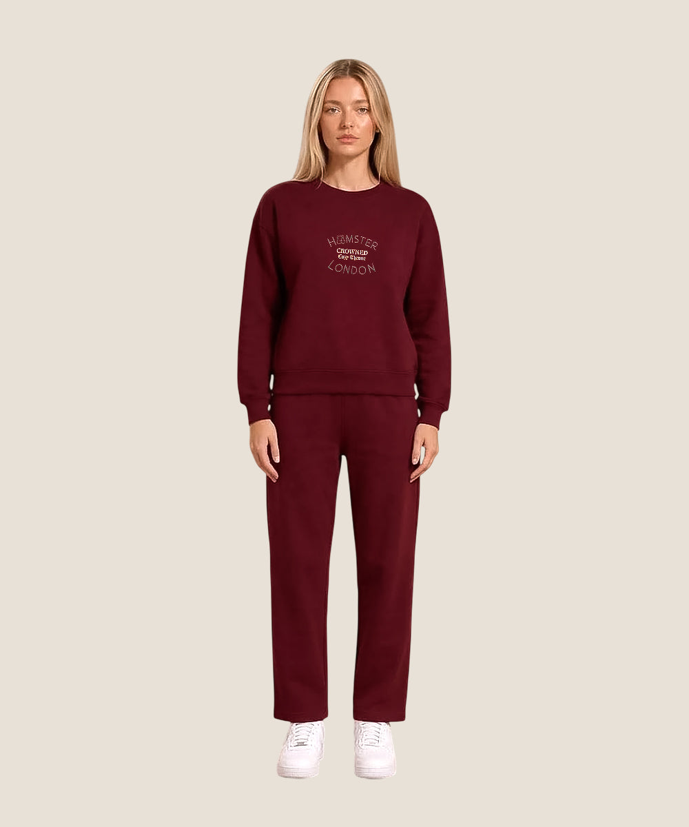 Hamster London Crowned Cozy Throne Sweatshirt & Lowers Set Maroon