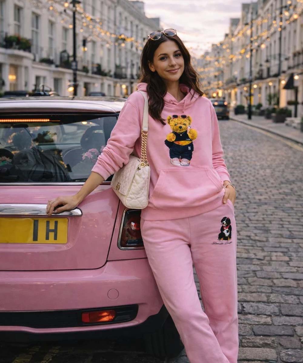 Hamster London Ted H Holiday Pink Hoodie & Lower Cord Set