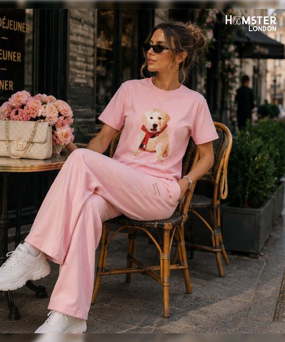 Hamster London Pup H Labrador T-shirt Pink With Pup H Lower Set