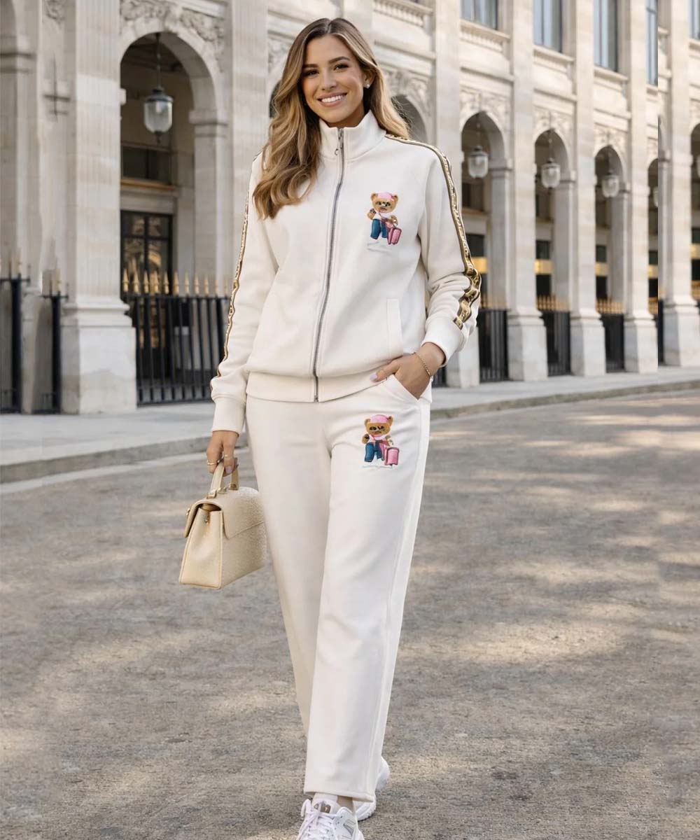 Hamster London Ted H Ted Zipper Jacket & Lower Cord Set White