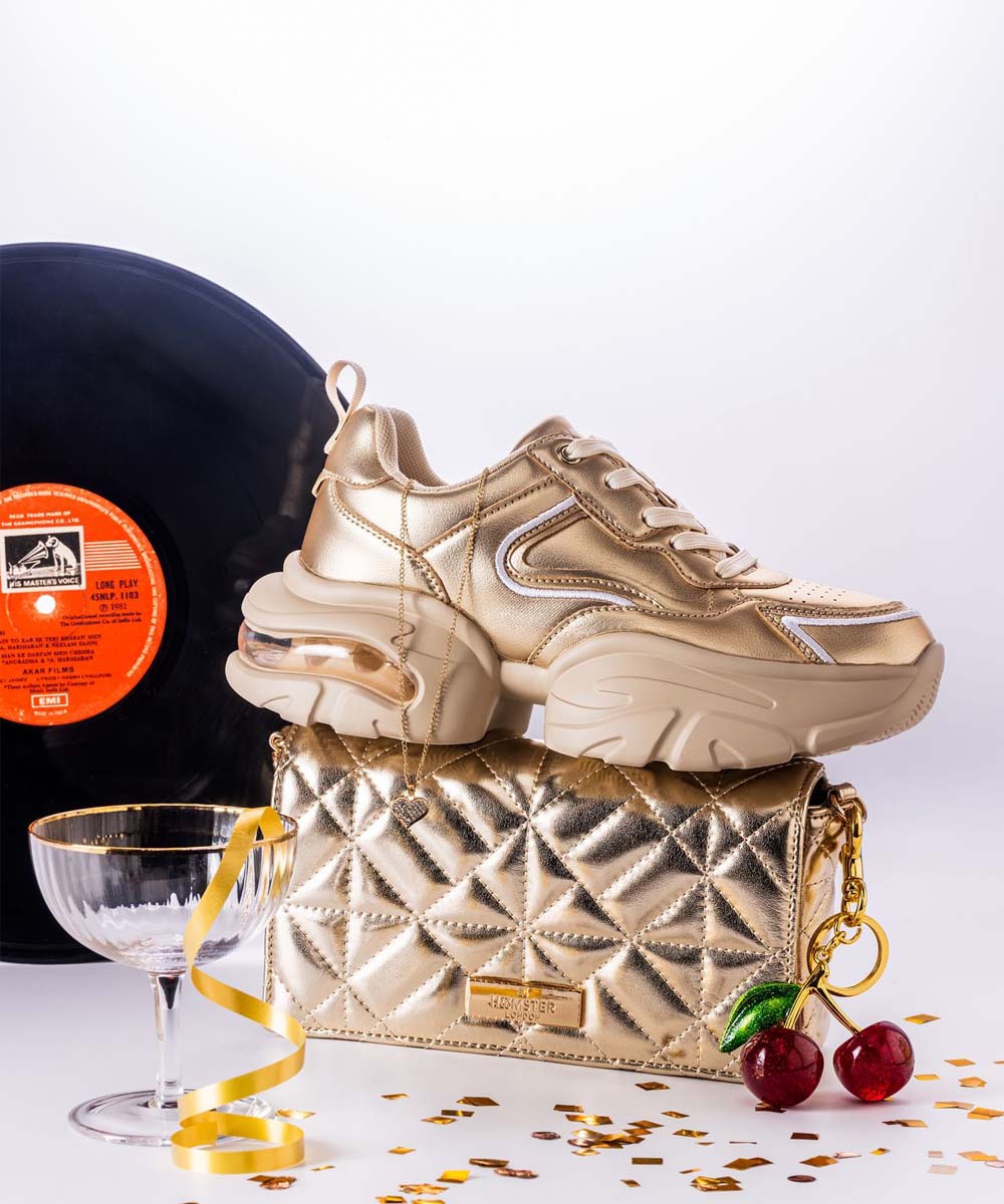 Hamster London Matte Gold Party Sneakers