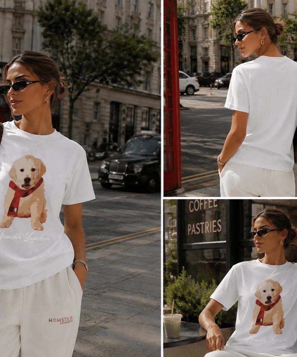 Hamster London Pup H Labrador T-shirt White & Lower Set