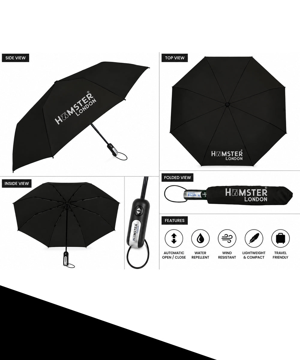 Hamster London Automatic Open & Close Pocket Folding Umbrella (Dark brown)