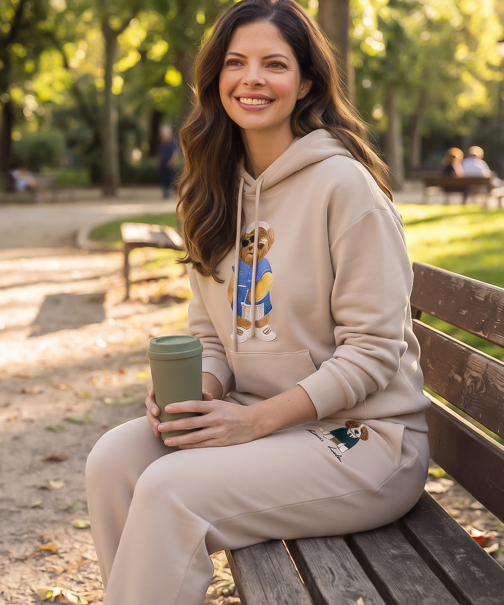 Hamster London Ted H Holiday Beige Hoodie & Lower Cord Set
