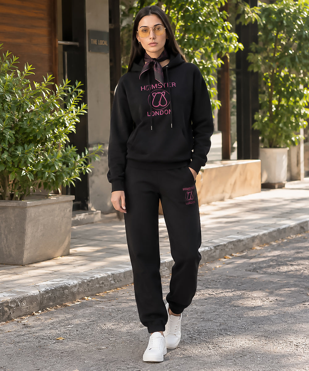 Hamster London Teddy Neon Hoodie & Lowers Set Black