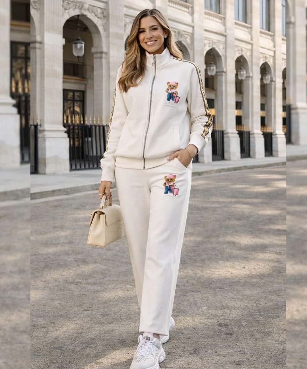 Hamster London Ted H Ted Zipper Jacket & Lower Cord Set White