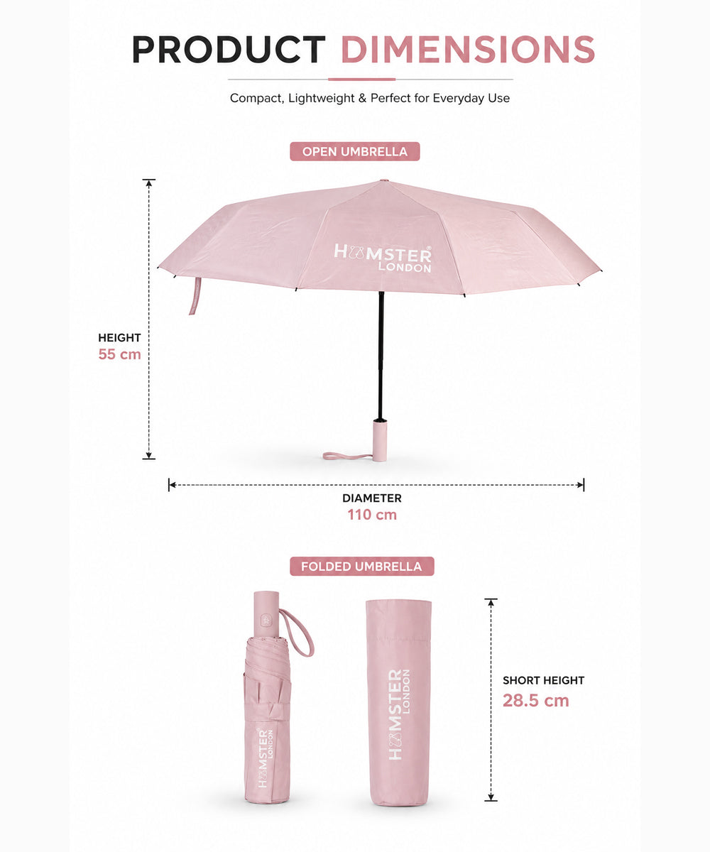 Hamster London Colored Handle Auto Umbrella Pink