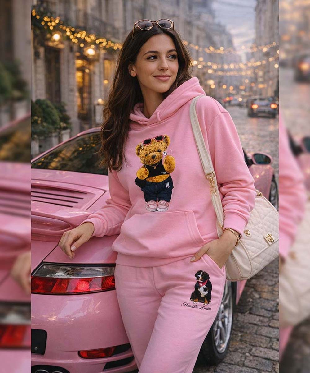 Hamster London Ted H Holiday Pink Hoodie & Lower Cord Set