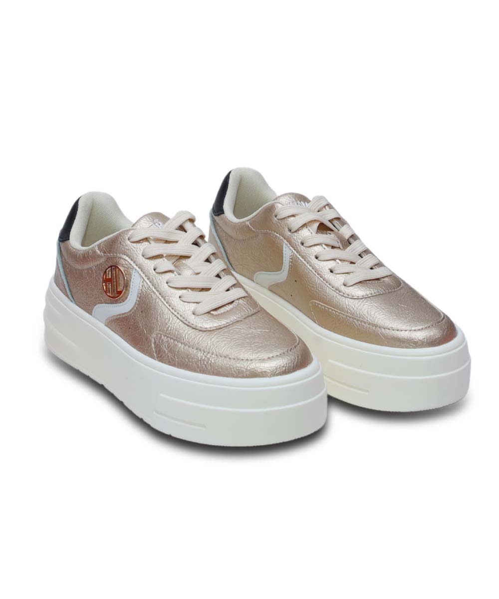 Hamster London Metallic Motion Gold Sneakers