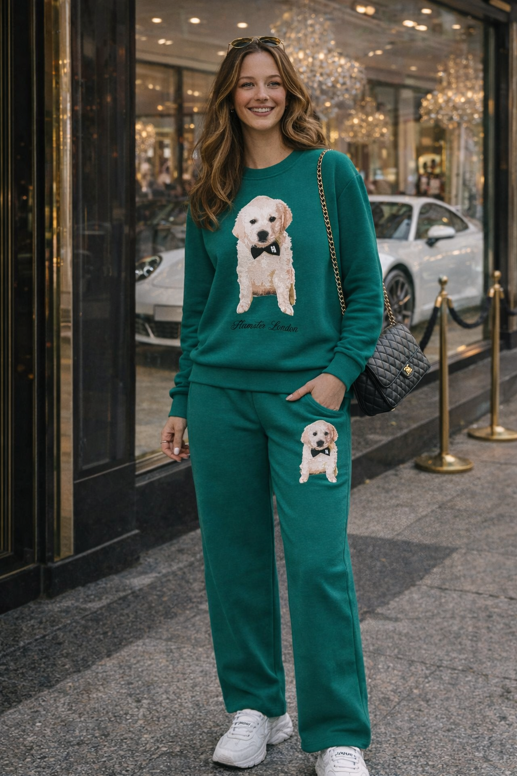 Hamster London Pup H Holiday Green Sweatshirt