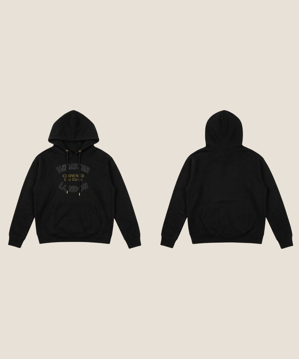 Hamster London Crowned Cozy Throne Hoodie & Lowers Set Black