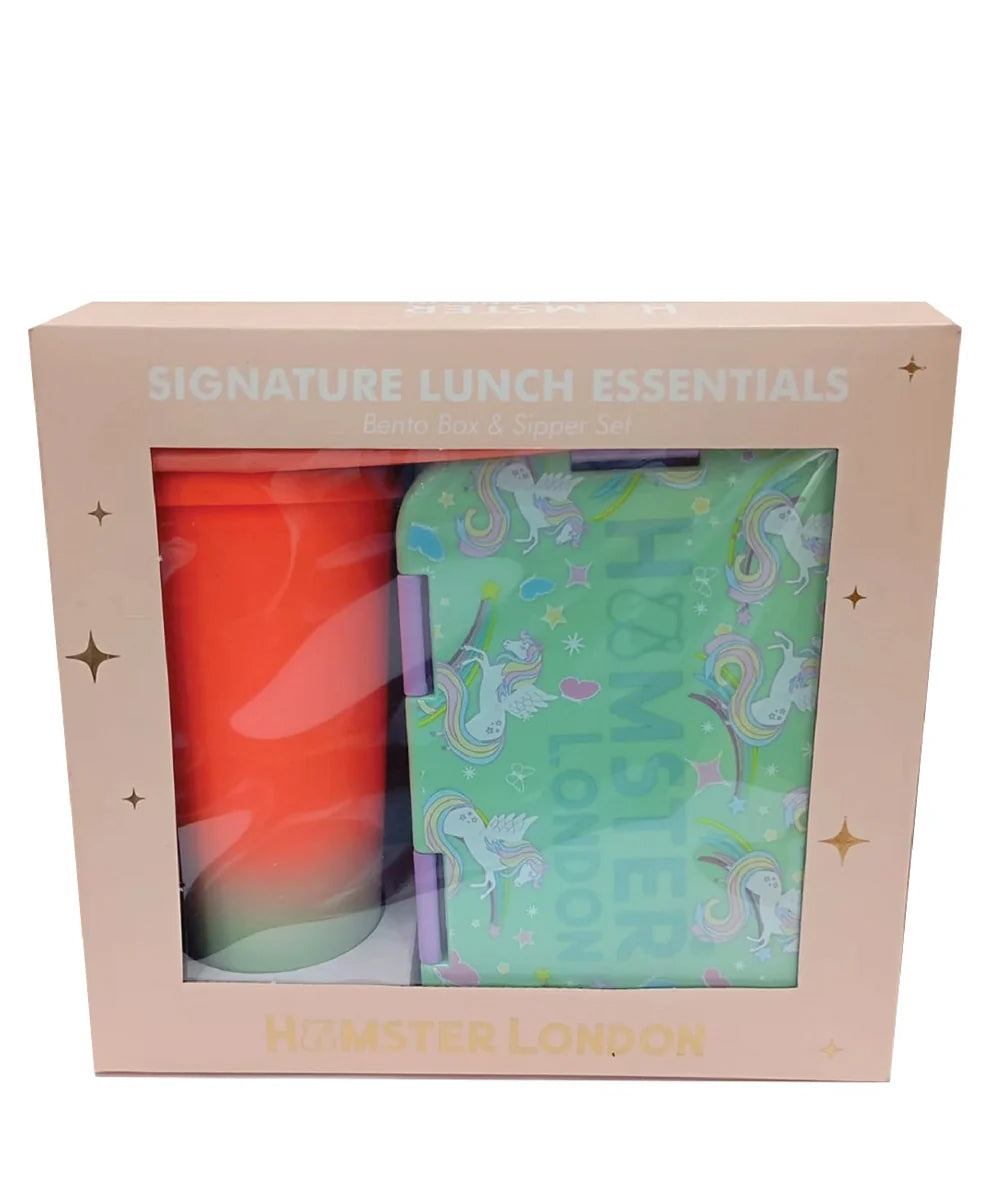 Hamster London Bento Box Twinkle Horn Unicorn and Sipper Set