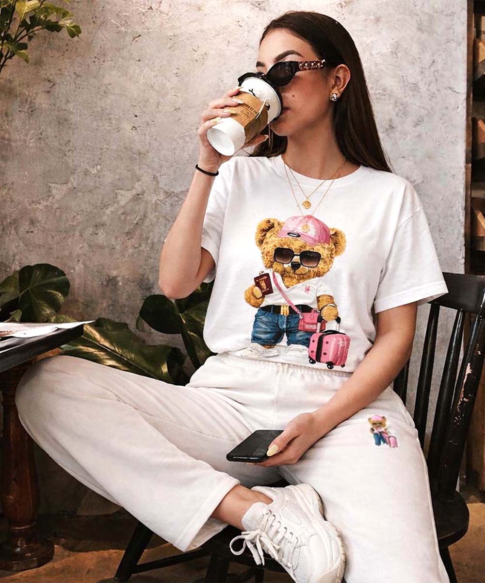 Hamster London Ted H Holiday T Shirt & Lower Cord Set White