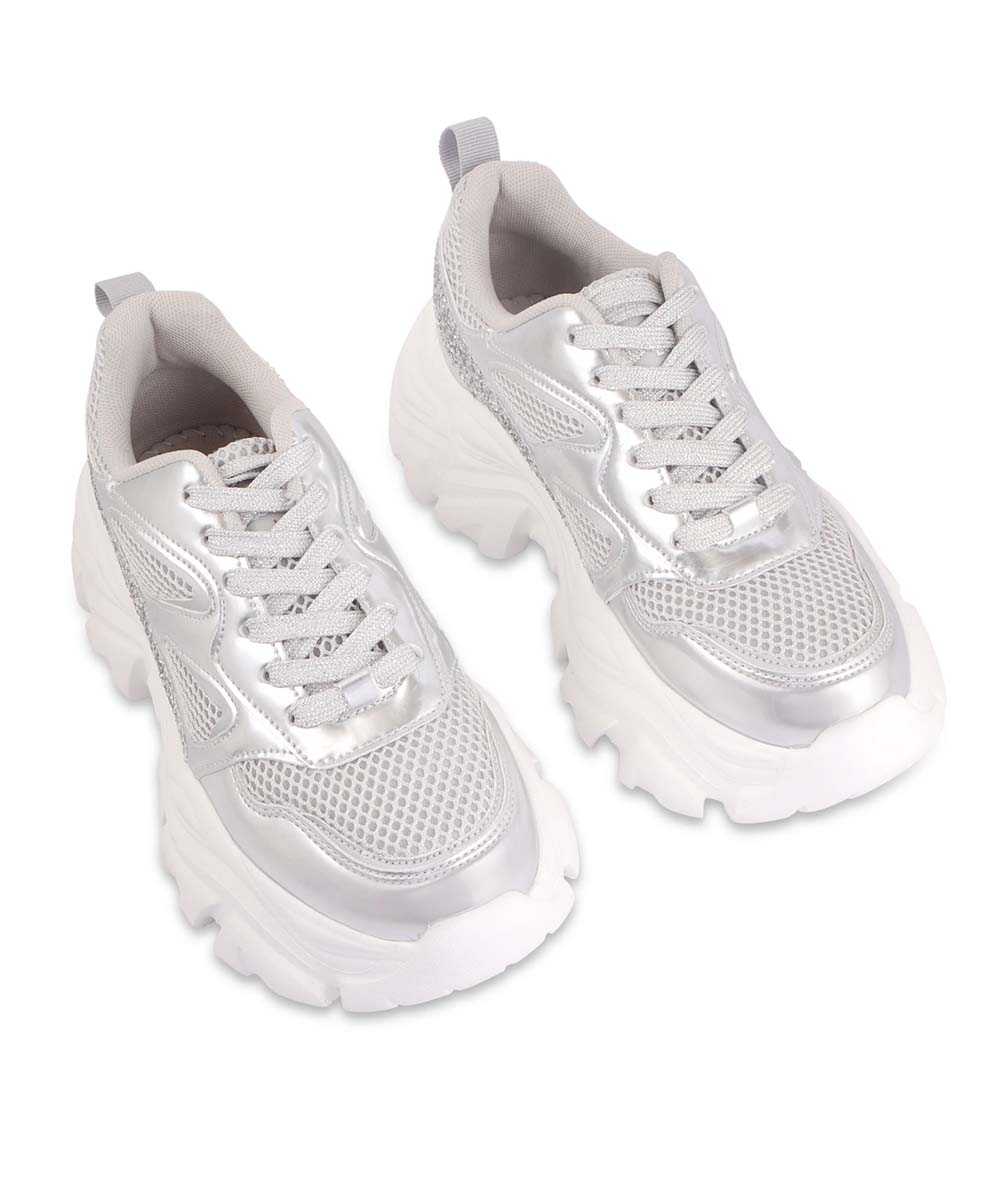 Hamster London Marcella Glitz Party Silver Sneakers