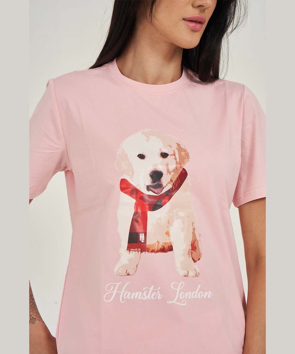 Hamster London Pup H Labrador T-shirt Pink With Pup H Lower Set
