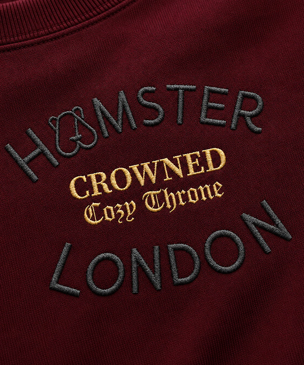 Hamster London Crowned Cozy Throne Sweatshirt & Lowers Set Maroon