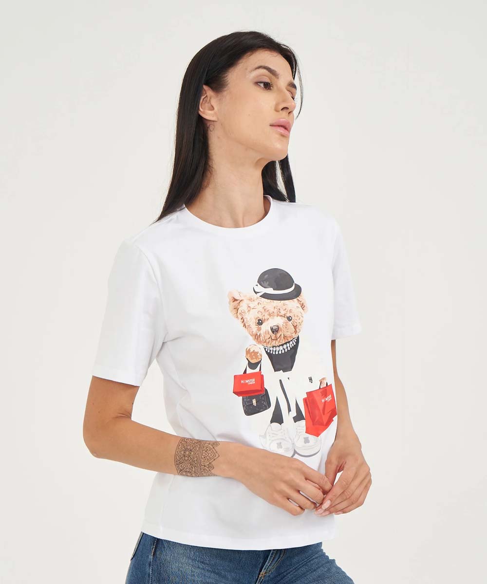 Hamster London Ted H Shopaholic T-Shirt White