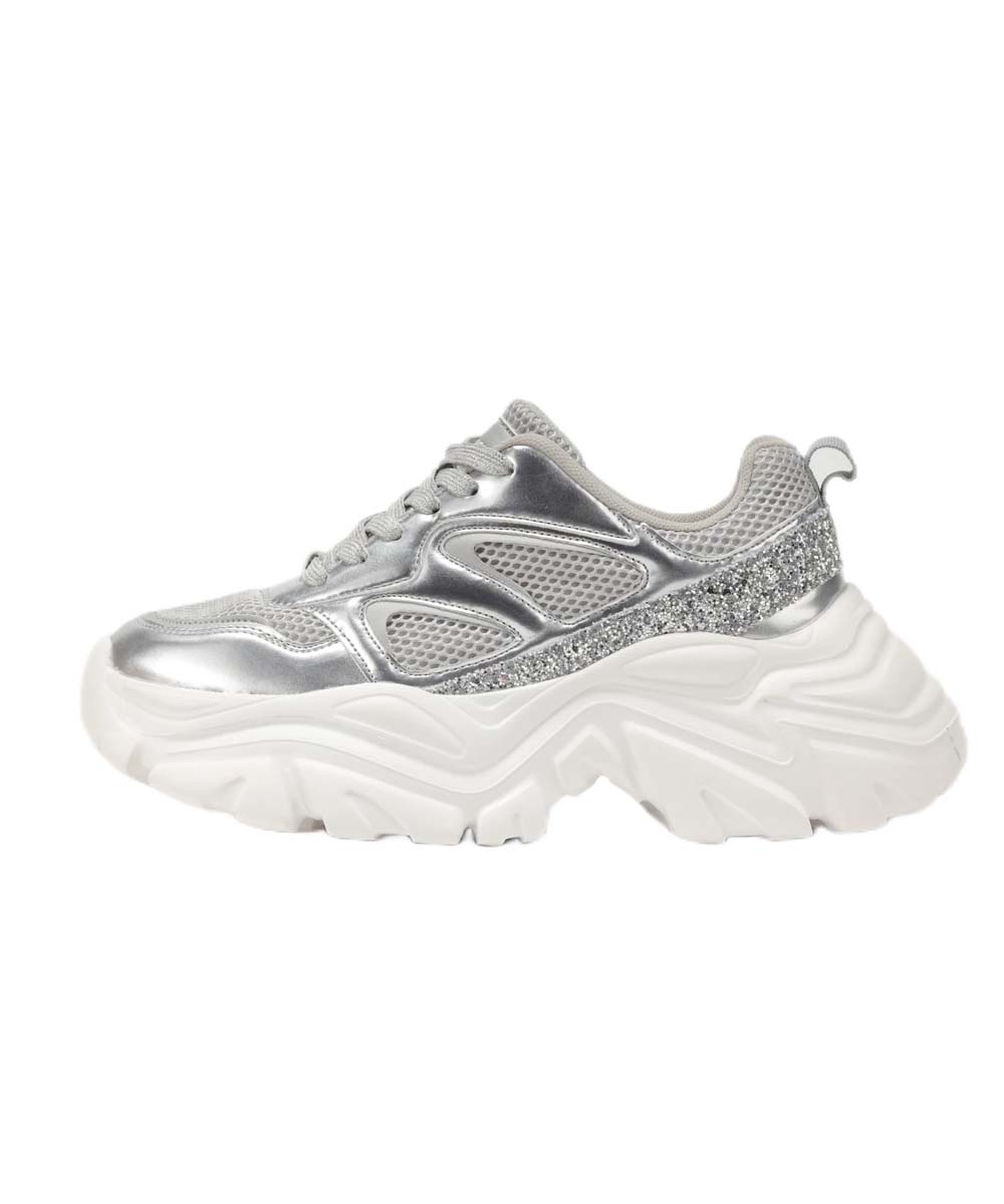 Hamster London Marcella Glitz Party Silver Sneakers