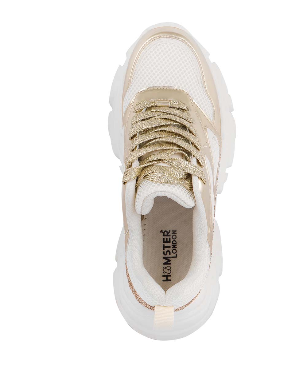 Hamster London Marcella Glitz Party Gold Sneakers