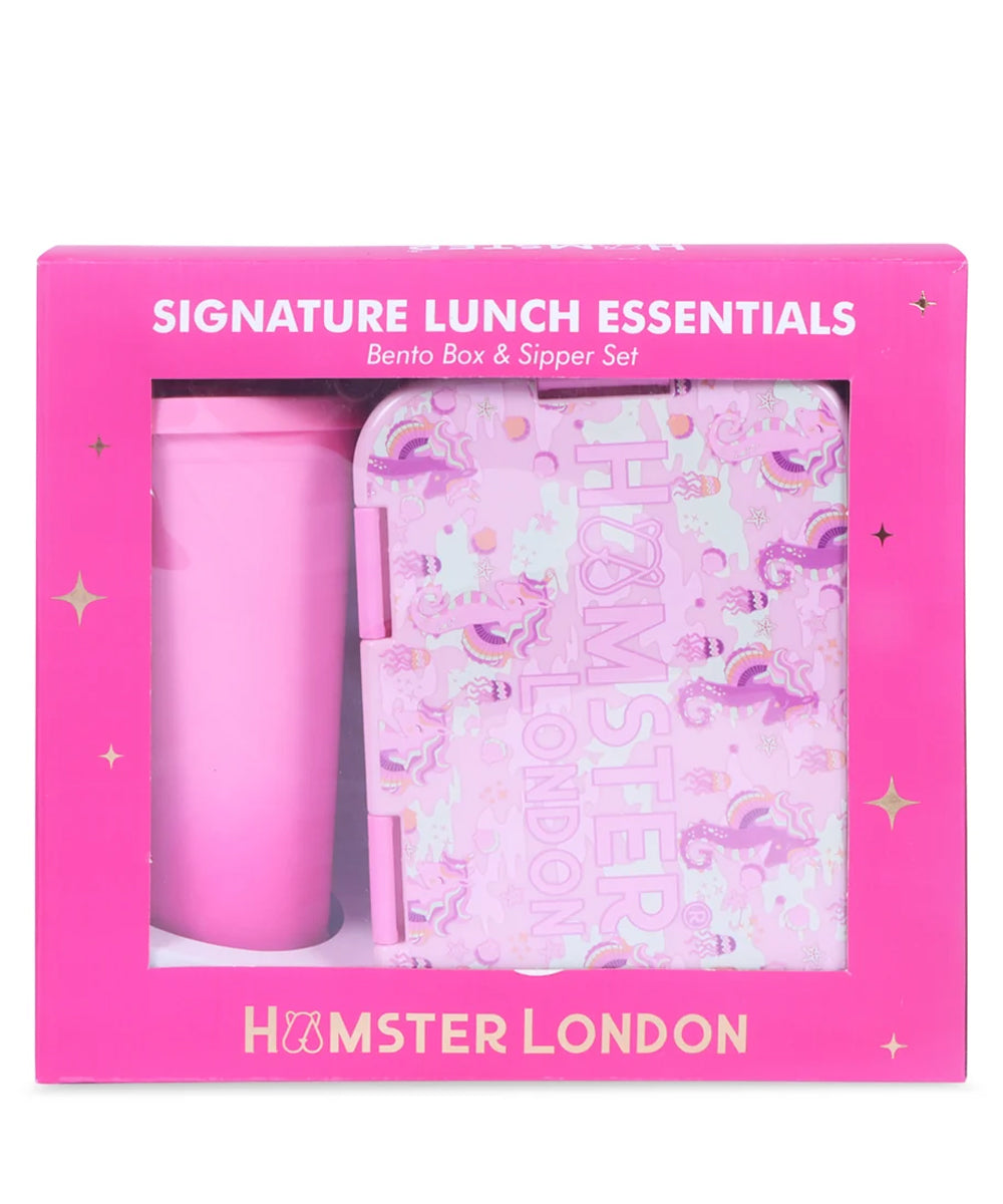 Hamster London Bento Box Perky Unicorn and Sipper Set