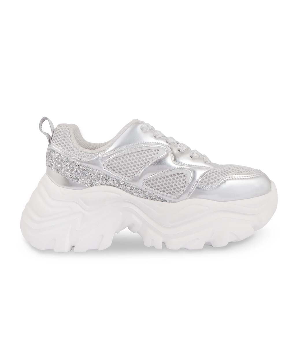 Hamster London Marcella Glitz Party Silver Sneakers