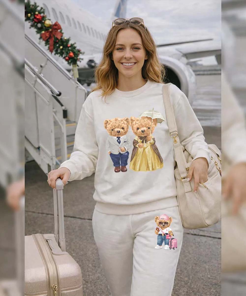 Hamster London Ted H Holiday White Sweatshirt & Lower Cord Set