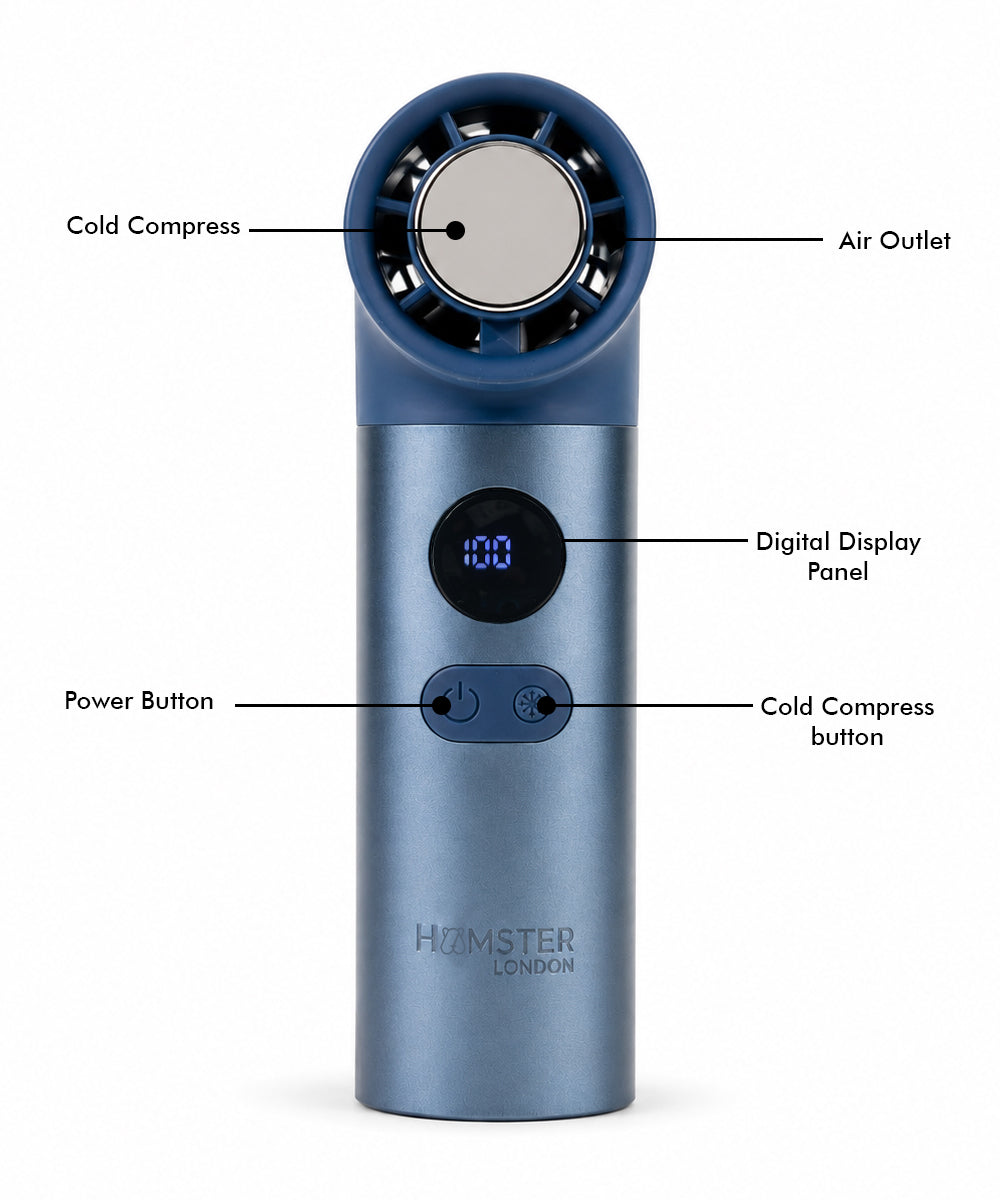 Hamster London Cold Compress Handheld Fan – Blue