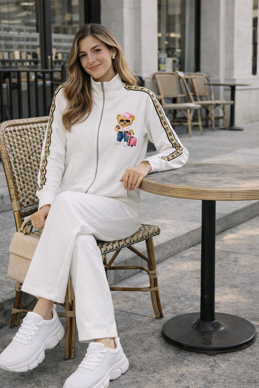 Hamster London Ted H Ted Zipper Jacket & Lower Cord Set White