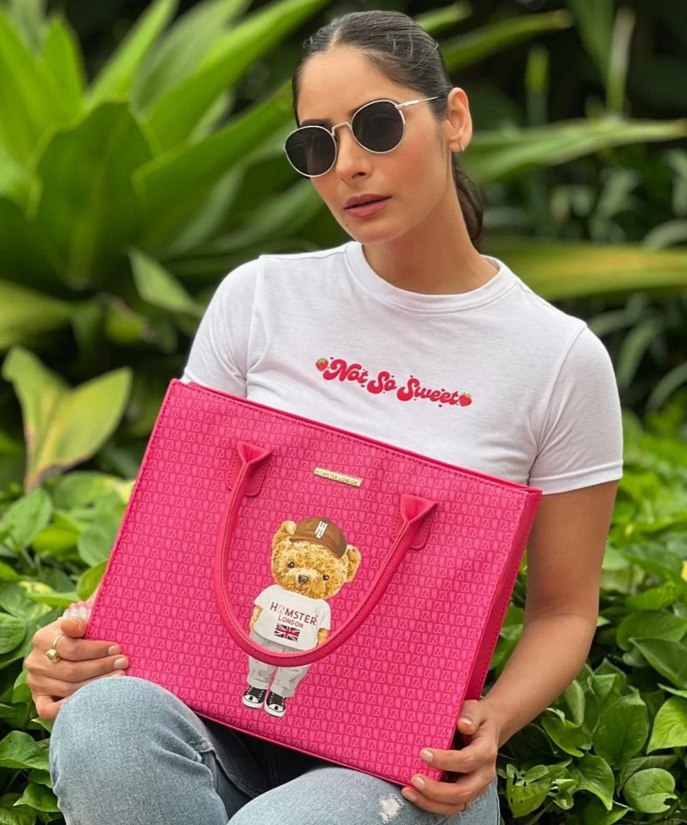 Hamster London Ted H Limited Edition Book Tote Hot Pink
