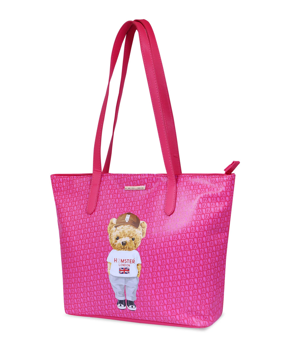 Hamster London Ted H Limited Edition Top Zip Tote Bag Hot Pink