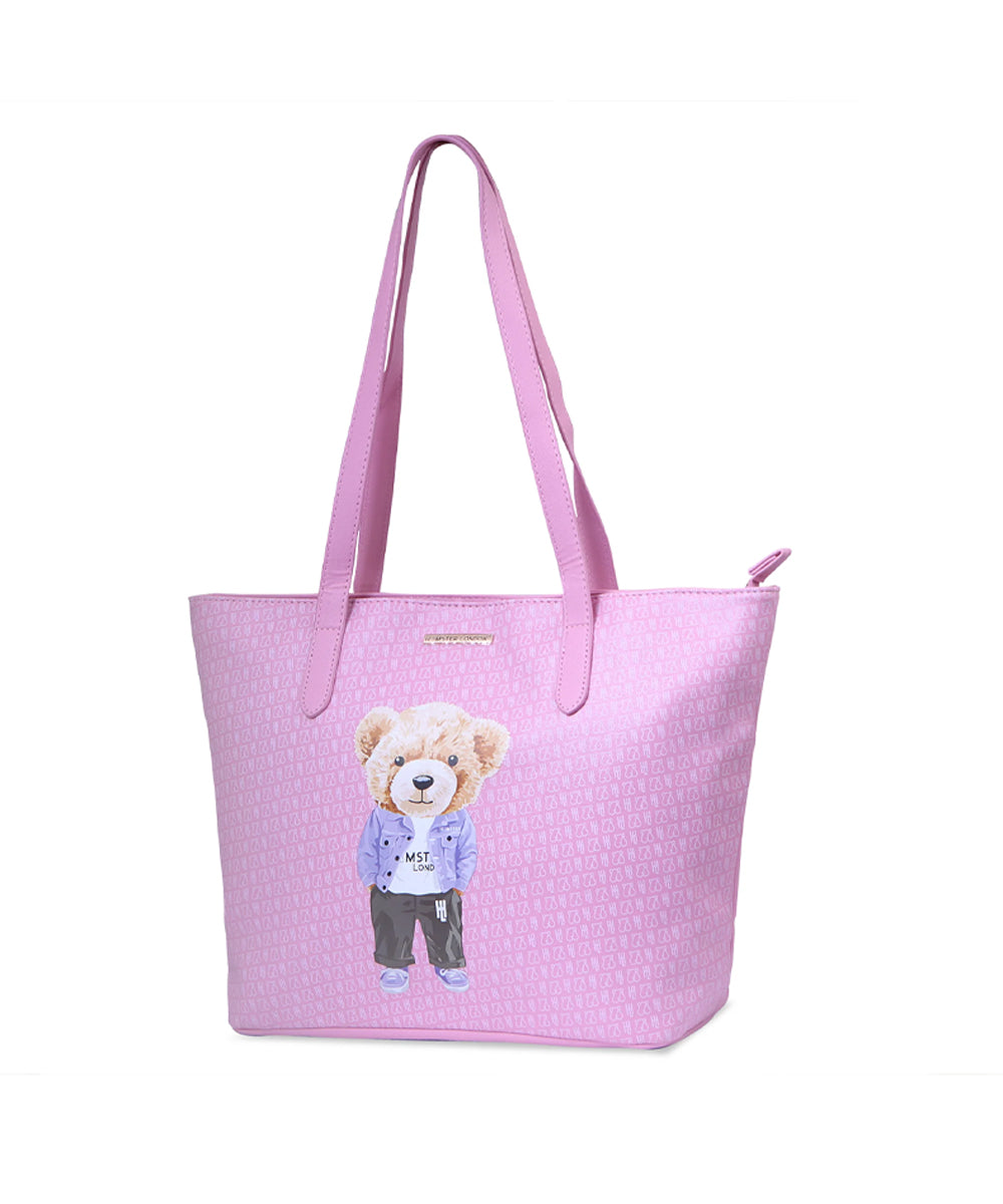 Hamster London Ted H Limited Edition Top Zip Tote Bag Light Pink