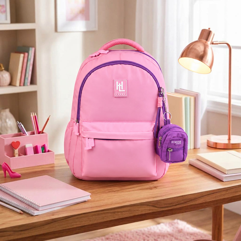 Hamster London Essential Backpack With Bag Charm Pink 16inch