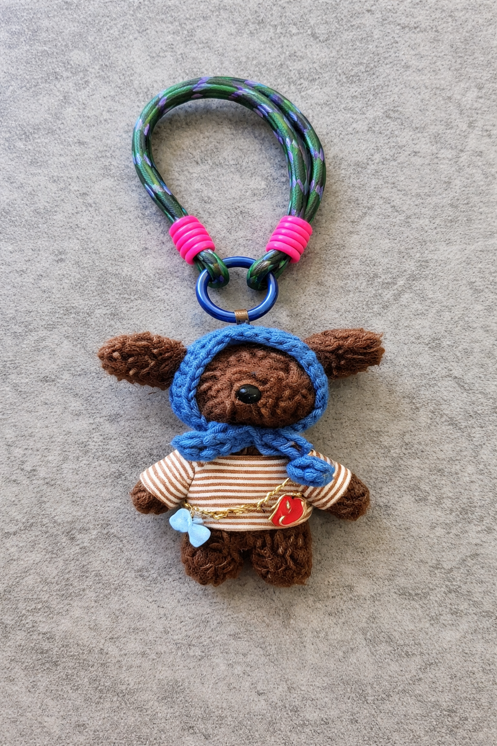 Hamster London Luxe Soft Blue Hoodie Bear Bag Charm