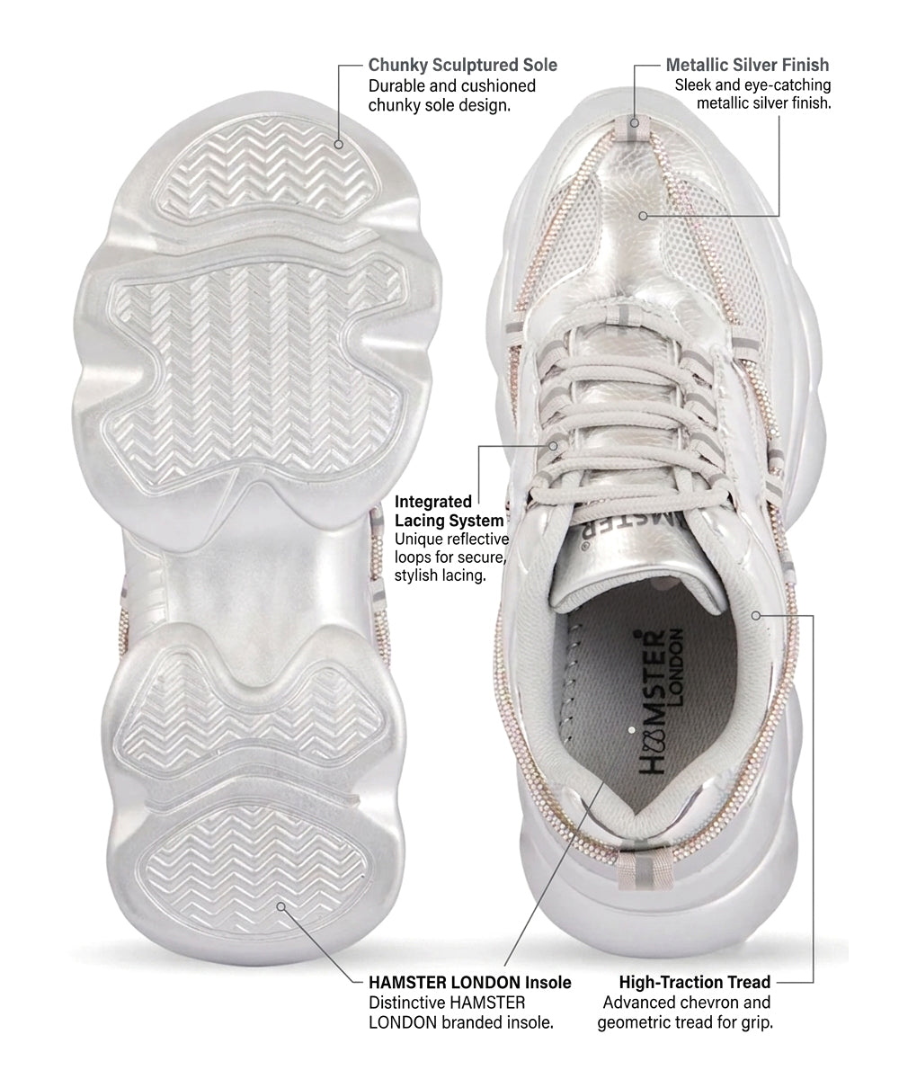 Hamster London Marcella Party Silver Sneakers