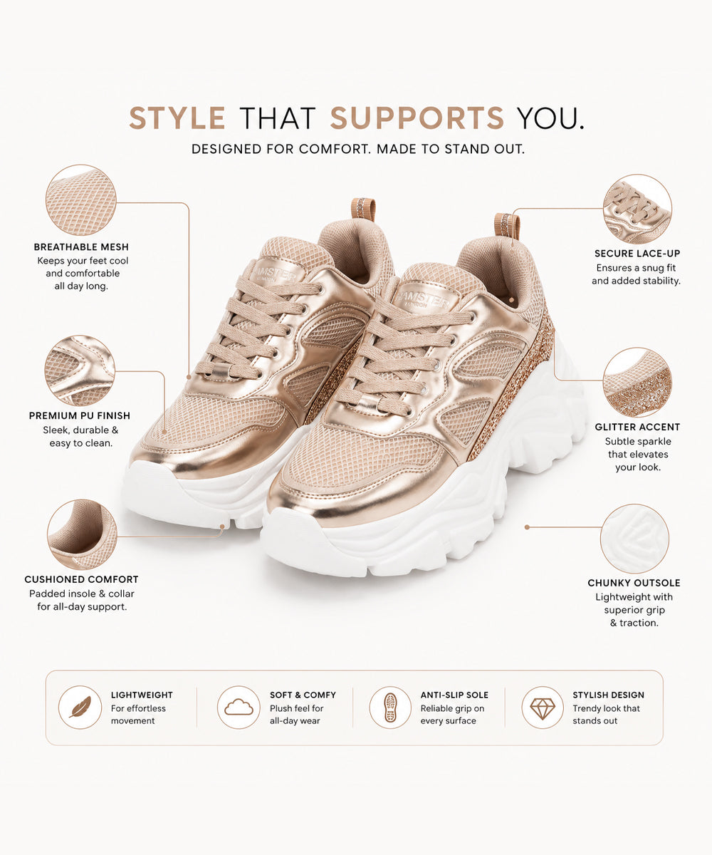 Hamster London Performer Rose Gold Sneakers