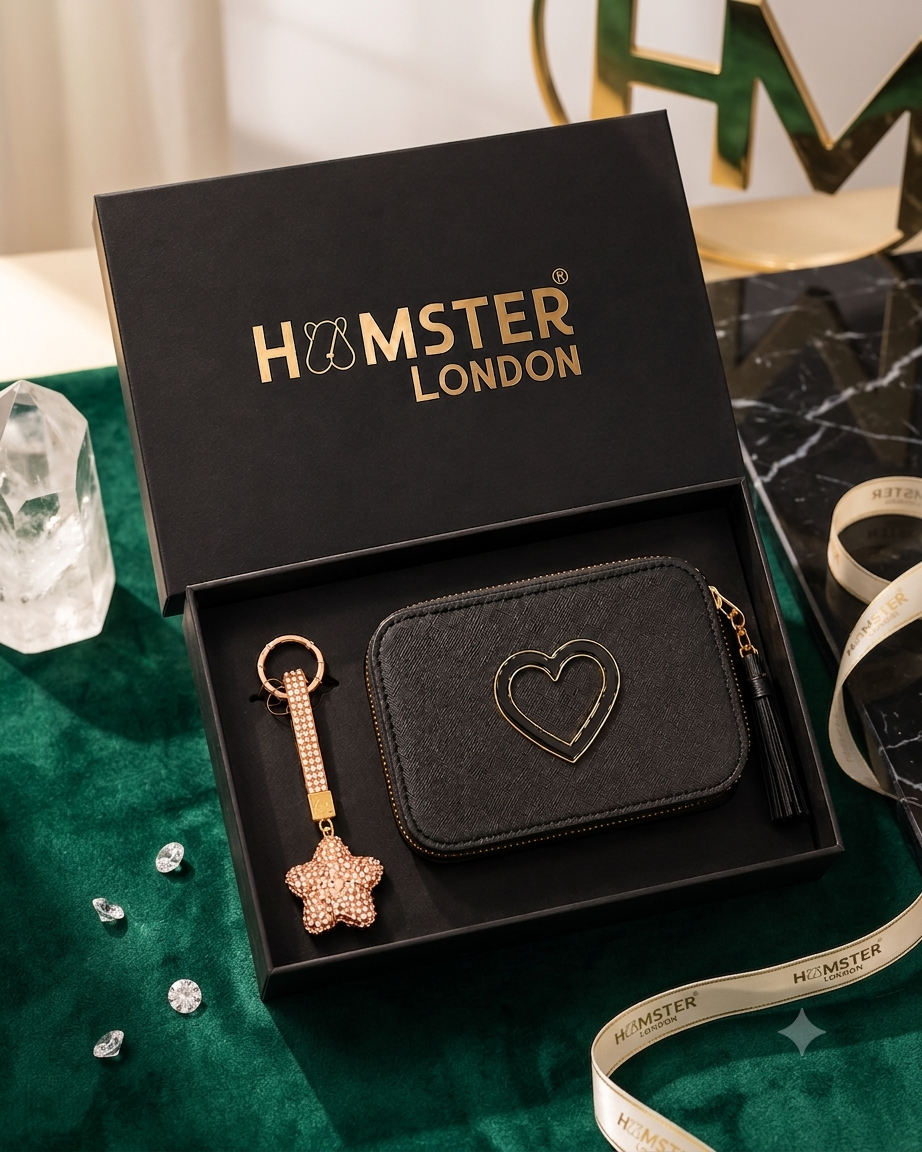 Hamster London Black Twist Sling & Charm Gift Box Set
