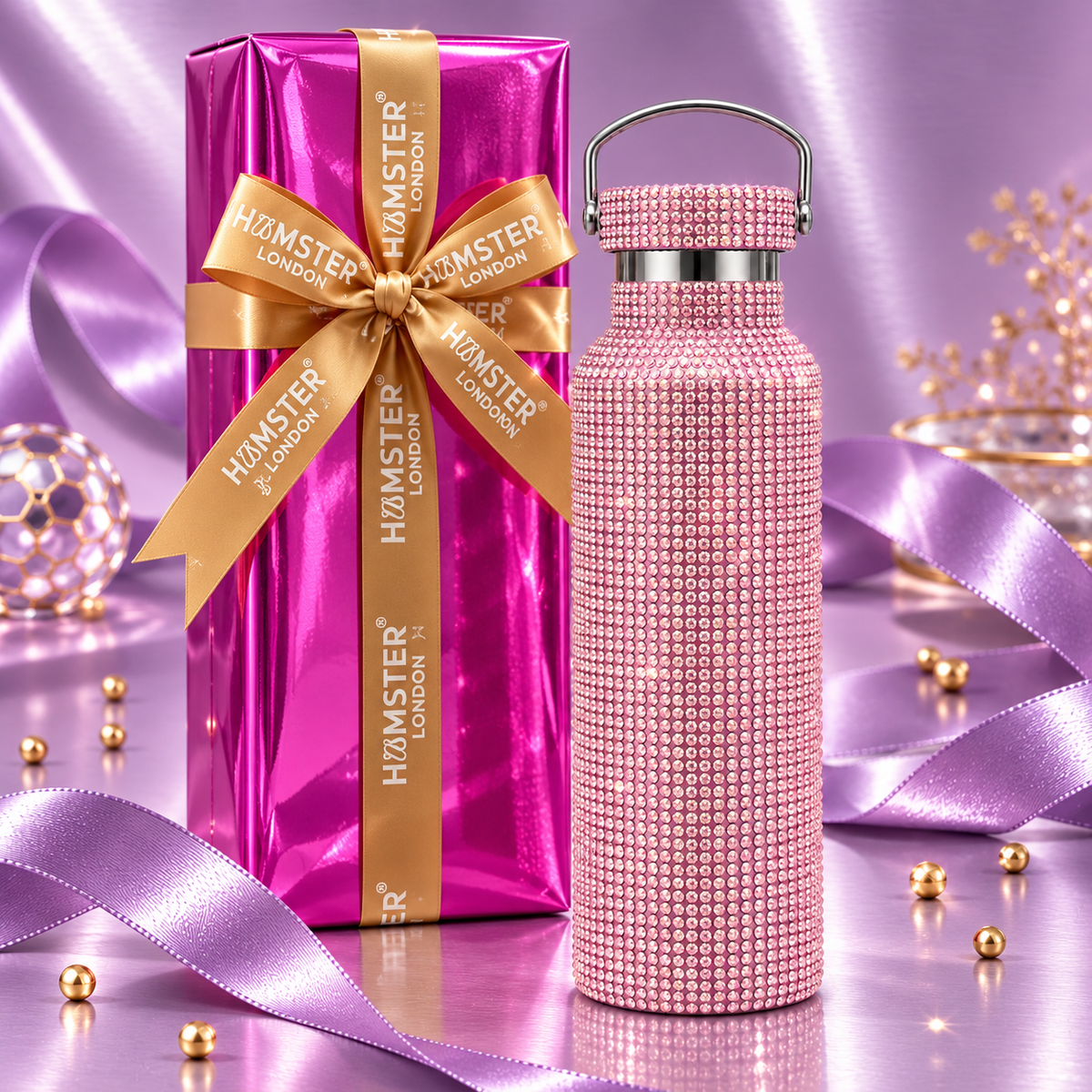 Hamster London Crystal Gem Bottle Pink