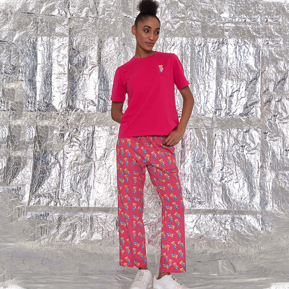 Hamster London Ted H Love NightSuit Set Pink Lower & Pink Tee