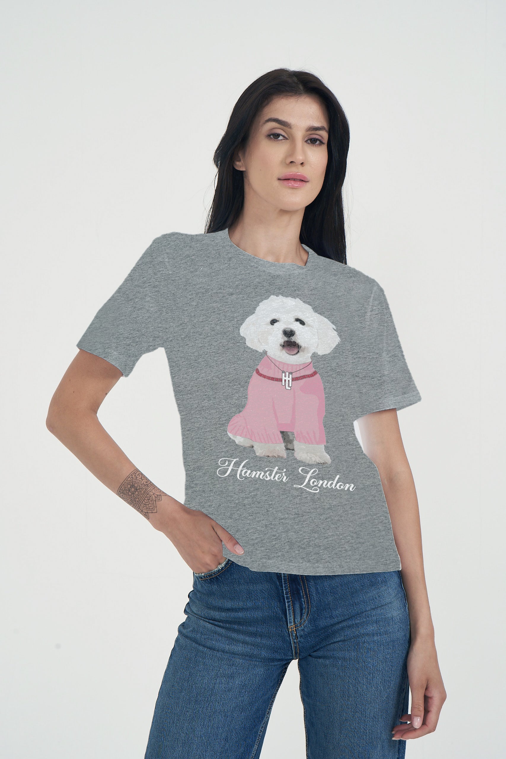 Hamster London Pup H Poodle T-shirt Grey