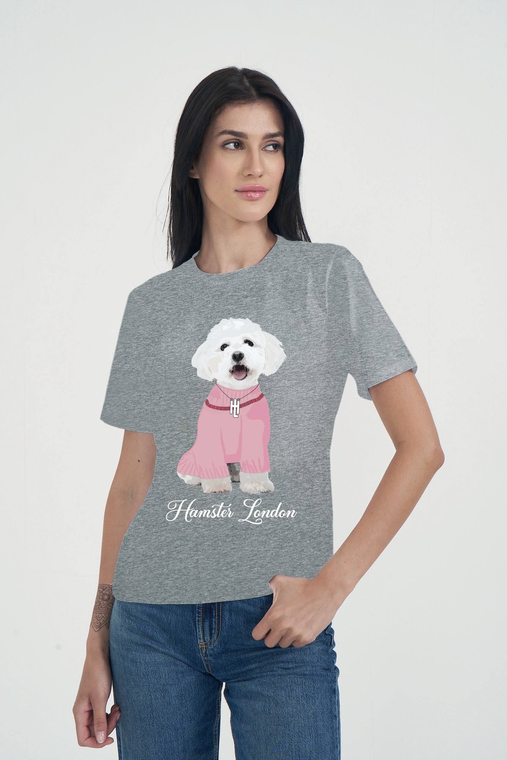 Hamster London Pup H Poodle T-shirt Grey