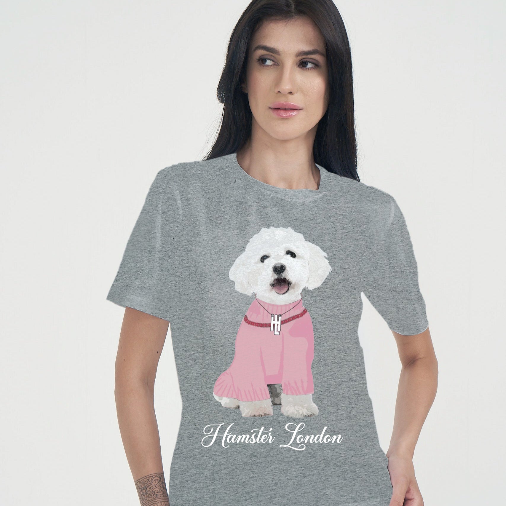Hamster London Pup H Poodle T-shirt Grey