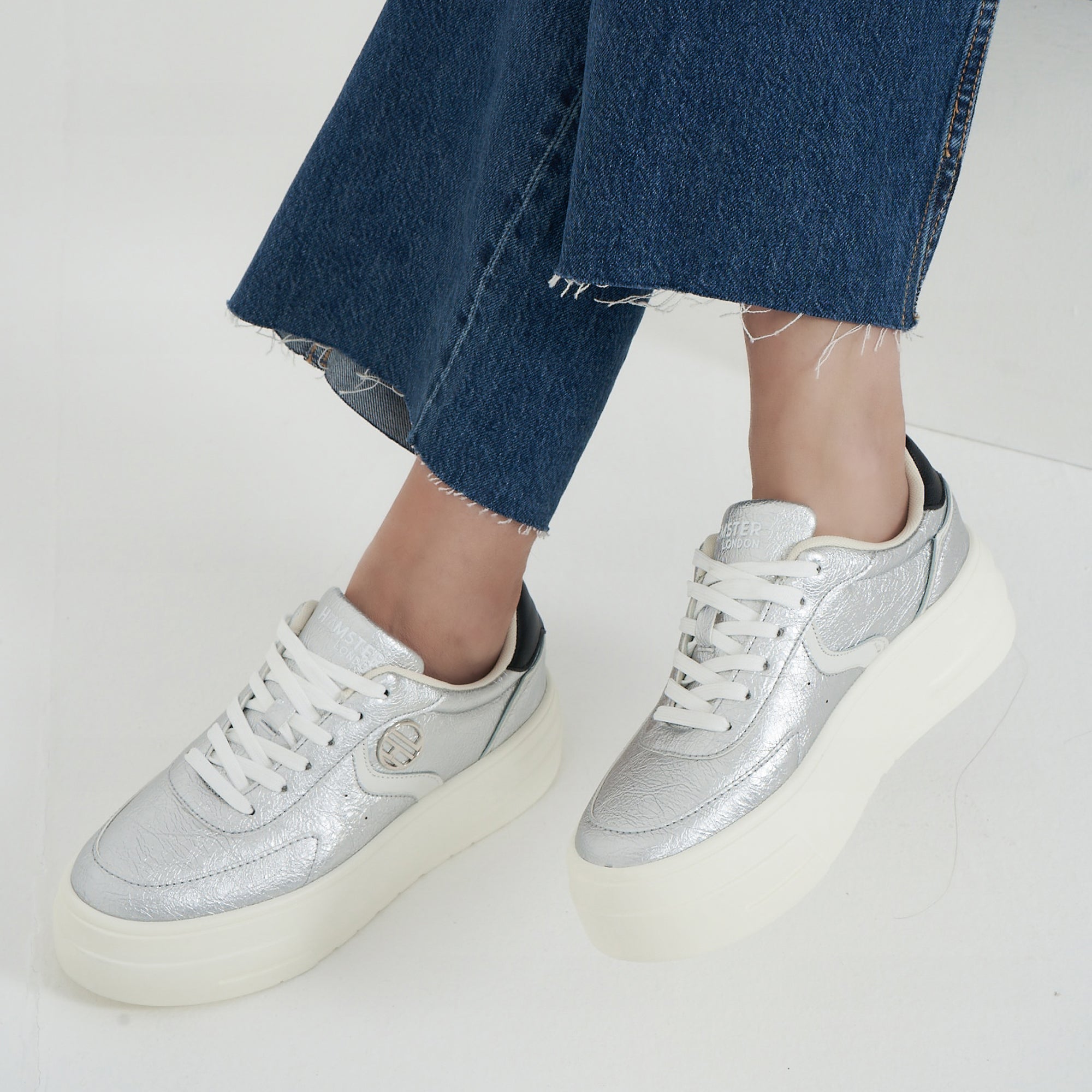 Hamster London Metallic Motion Silver Sneakers
