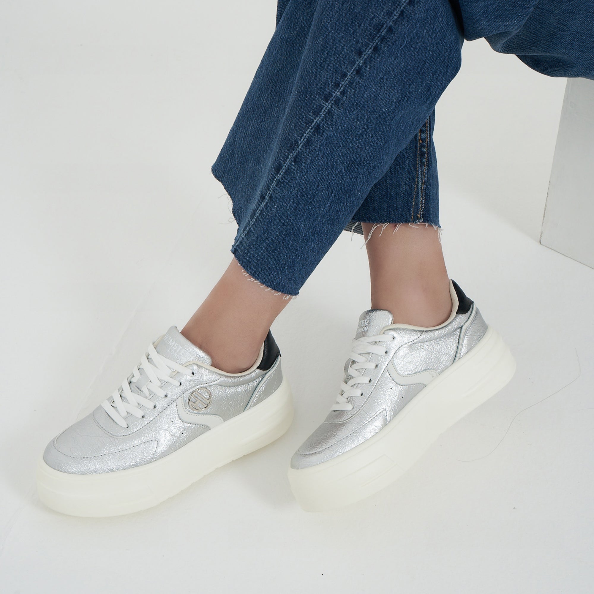 Hamster London Metallic Motion Silver Sneakers