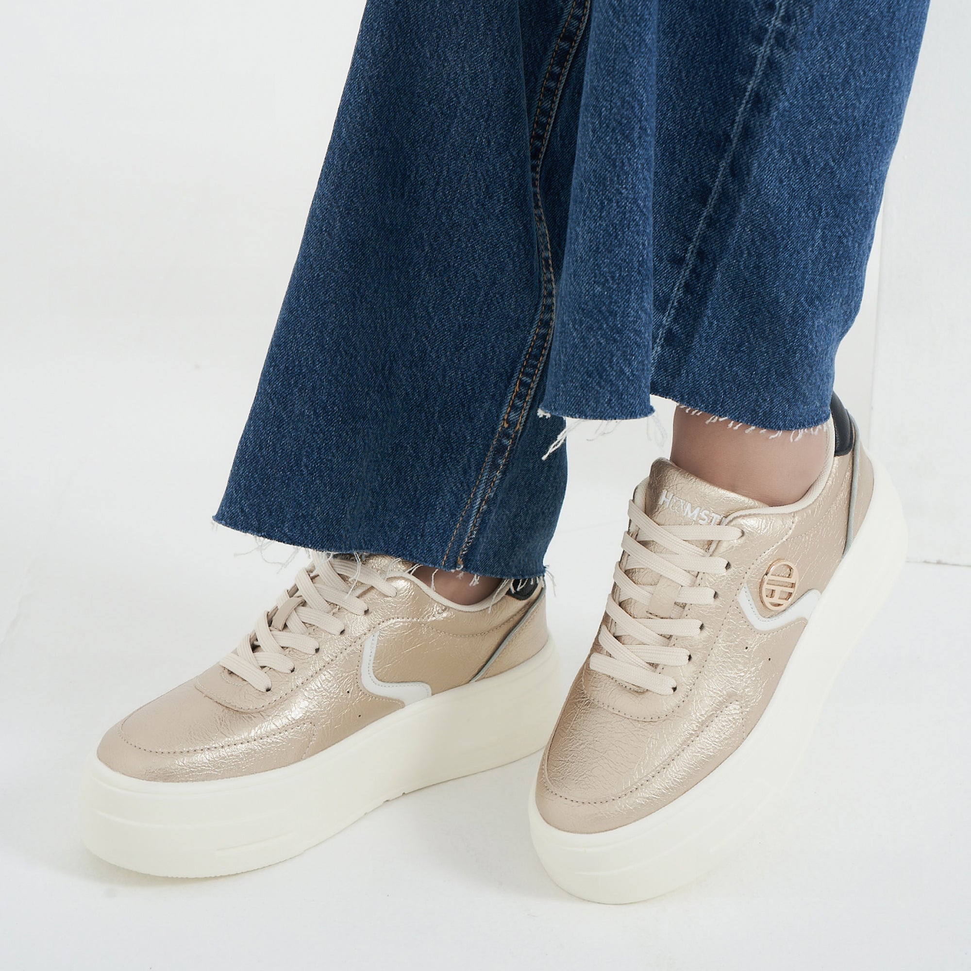 Hamster London Metallic Motion Gold Sneakers