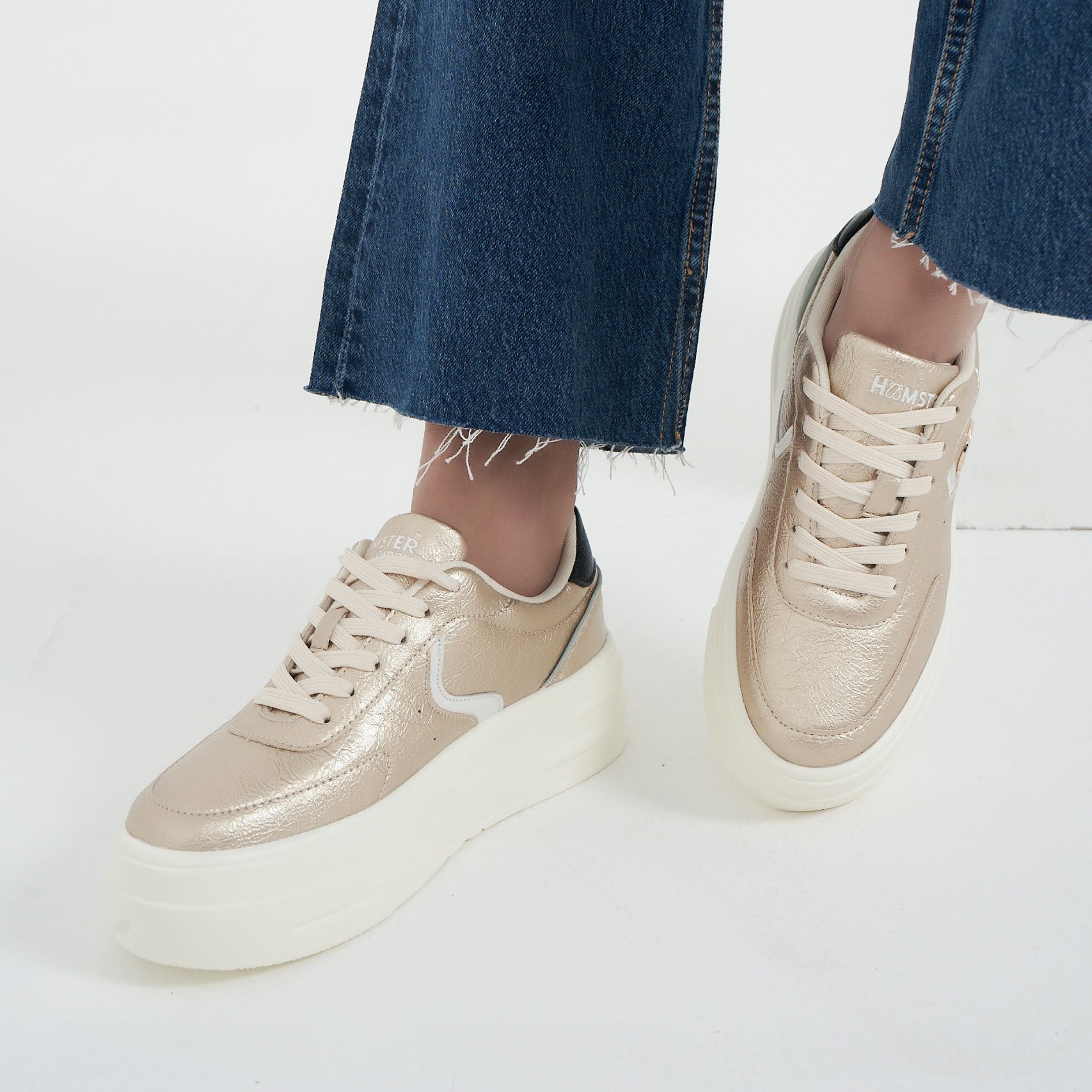 Hamster London Metallic Motion Gold Sneakers