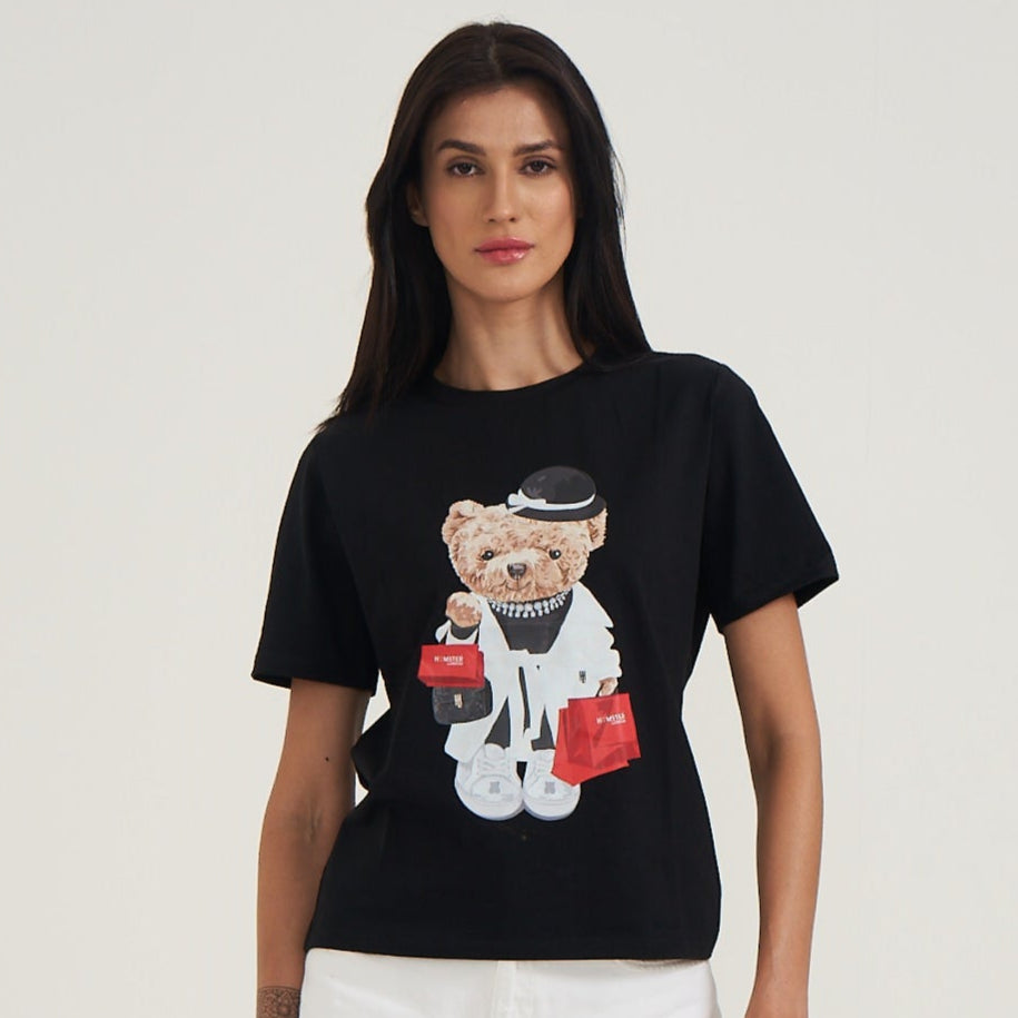 Hamster London Ted H Shopaholic T-Shirt Black