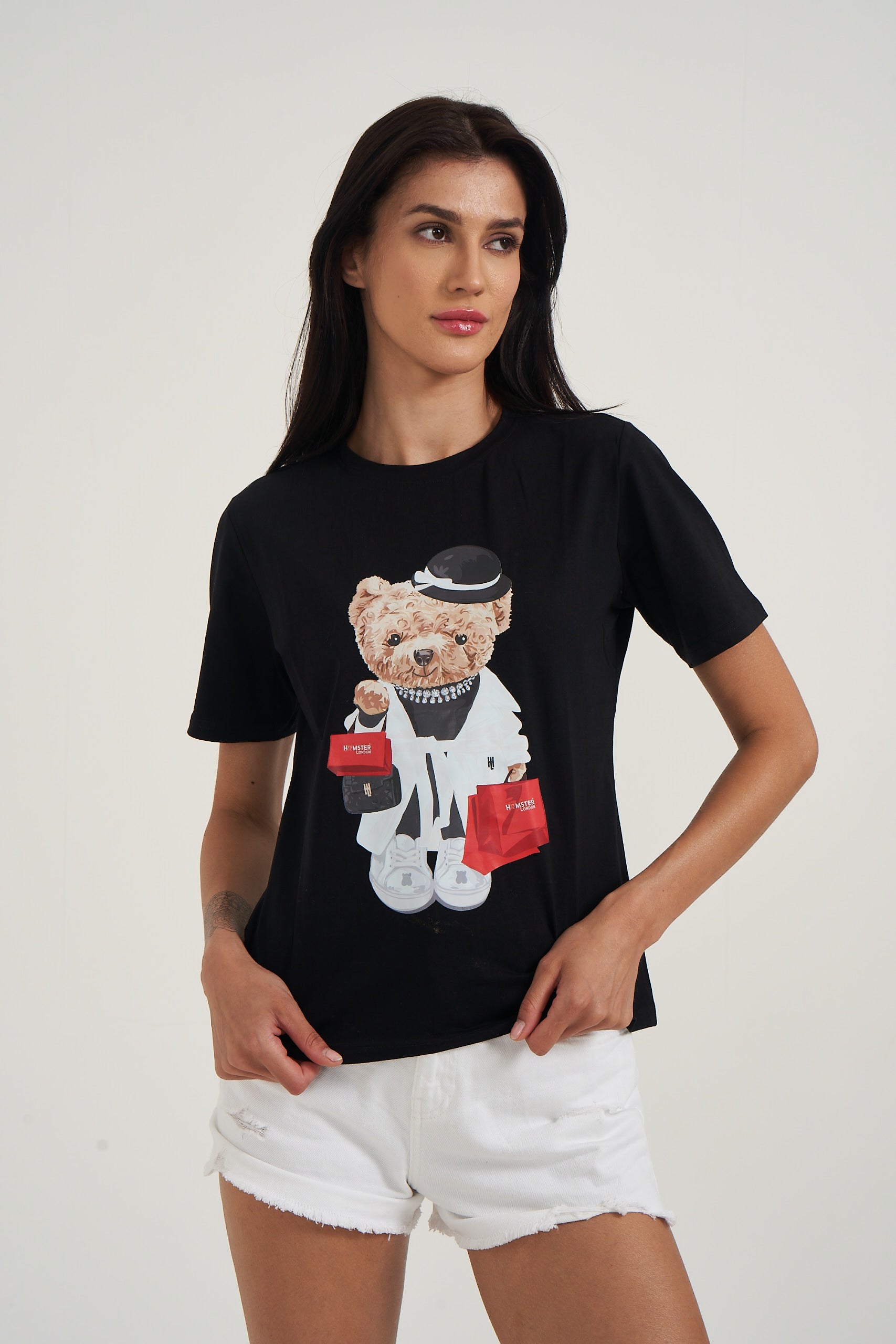 Hamster London Ted H Shopaholic T-Shirt Black