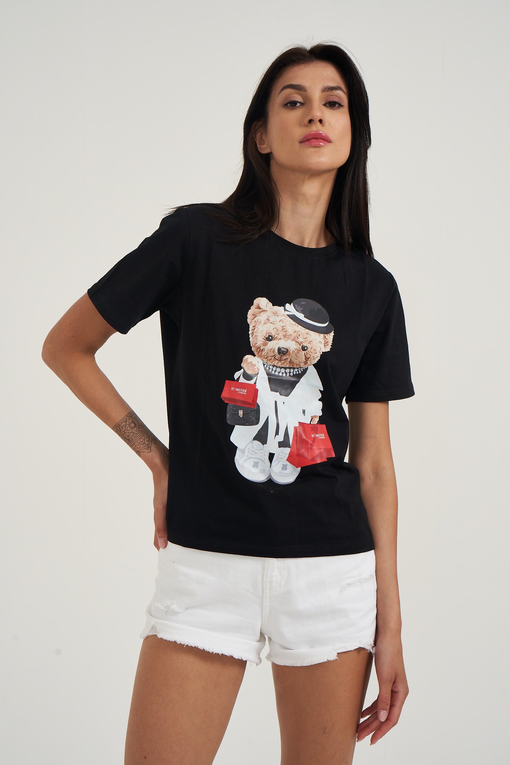 Hamster London Ted H Shopaholic T-Shirt Black