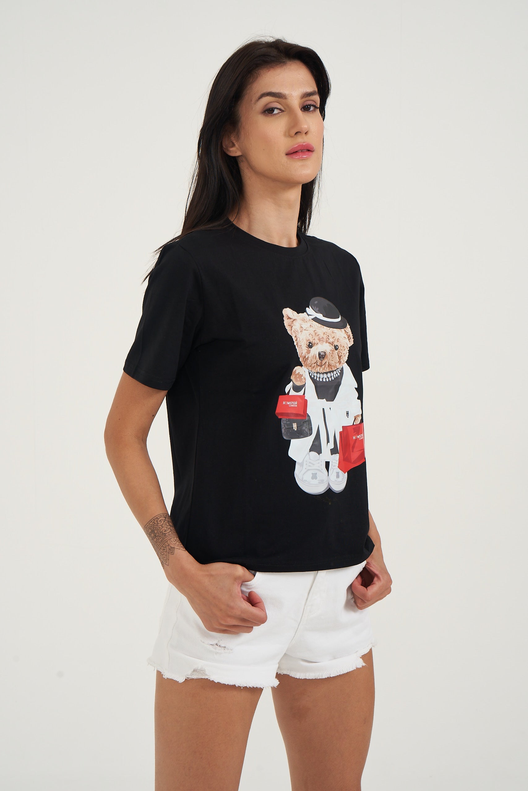 Hamster London Ted H Shopaholic T-Shirt Black